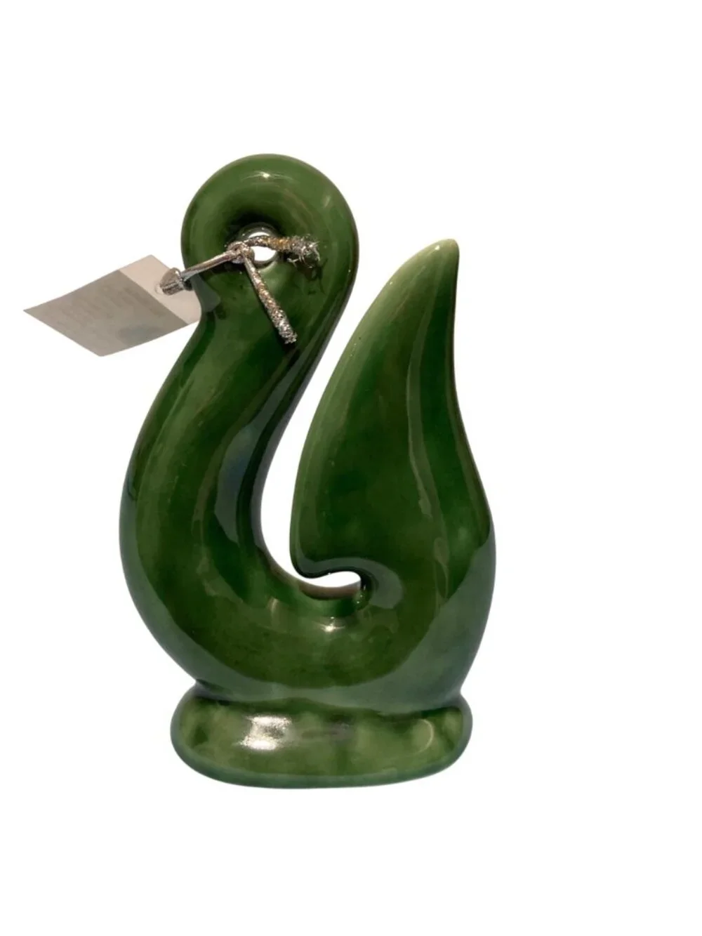 Traditional Hei Matau Green Ceramic Fish Hook Sculpture Figurine New Zealand